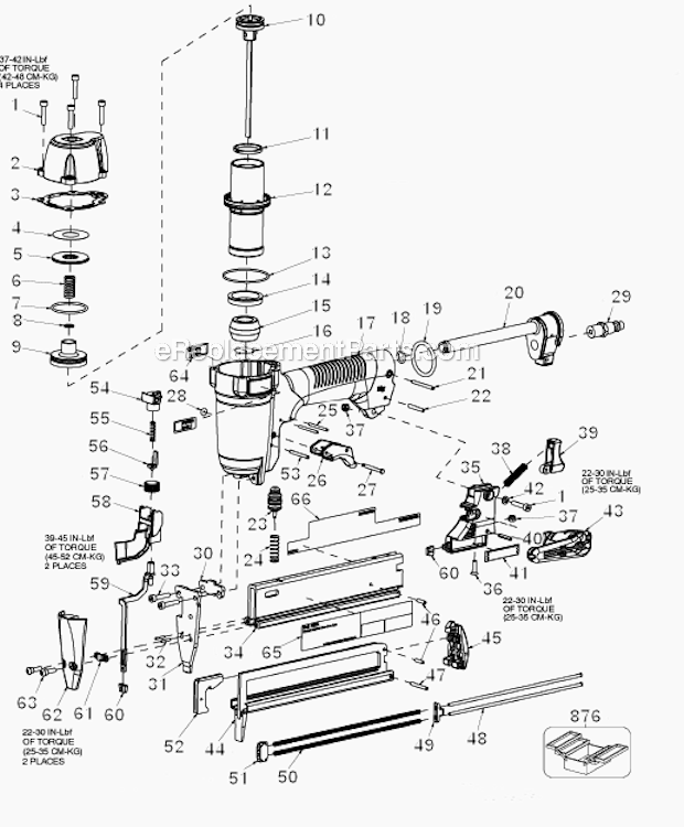Page A Diagram and Parts List for NS150C Type 1 Porter Cable Nailer